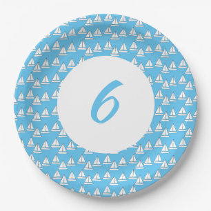 Sailboat Party Sixth Birthday Paper Plate