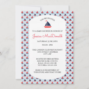 Sailboat Pattern - Baby Shower Invitation