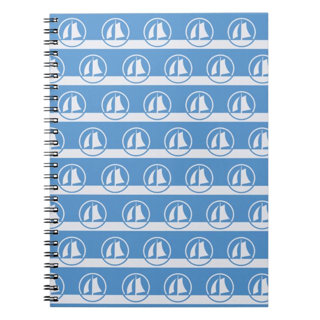 Sailboat pattern custom colour notebook (Front)
