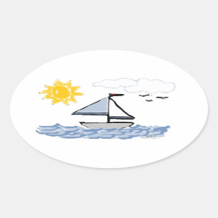 Sailboat PB Oval Sticker