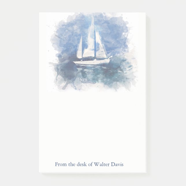 Sailboat Personalized Post It Note Pad (Front)