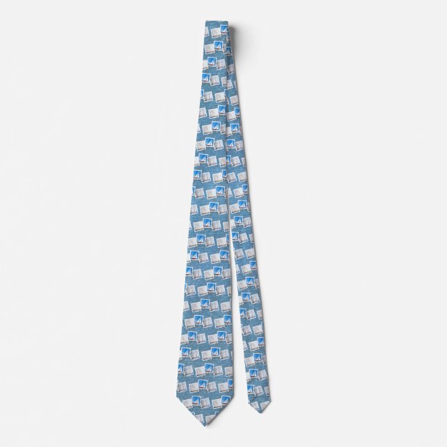 sailboat photos on blue tie (Front)