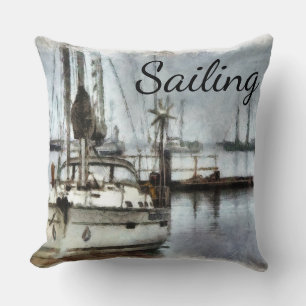 Sailboat Pillow Nautical Theme Decor