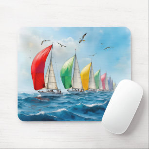 Sailboat Race On High Seas Mouse Pad