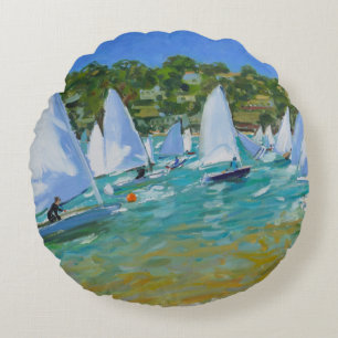 Sailboat Race Round Pillow