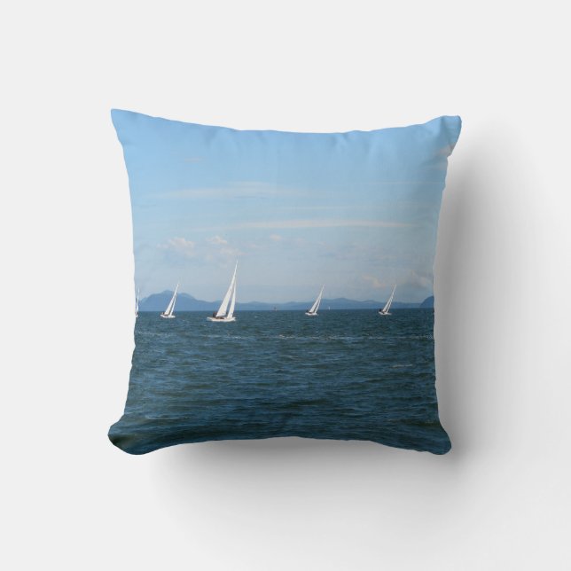 Sailboat Races Throw Pillow (Front)