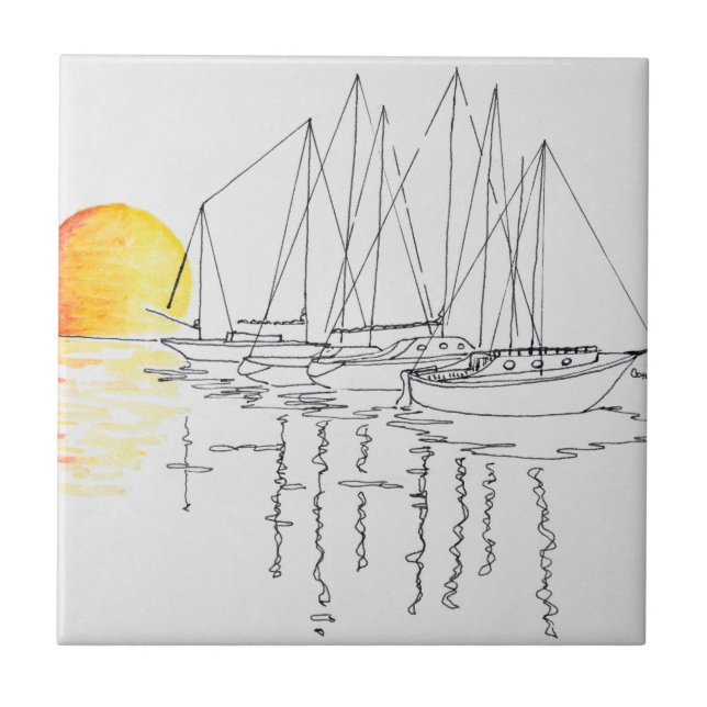 Sailboat Reflection | Concarneau, Brittany Tile (Front)