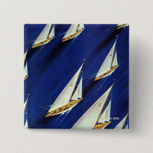 Sailboat Regatta by Ski Weld 2 Inch Square Button
