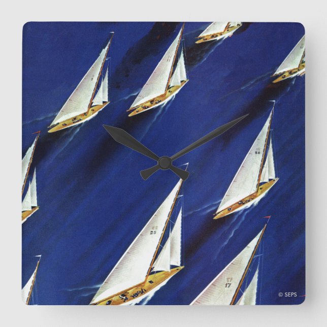 Sailboat Regatta by Ski Weld Square Wall Clock (Front)