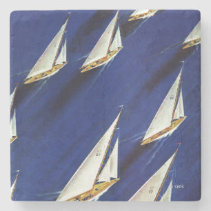 Sailboat Regatta by Ski Weld Stone Coaster