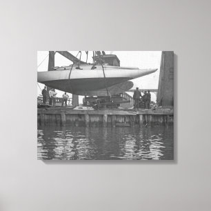 Sailboat Repair Circa 1910 Chicago River Boating b Canvas Print