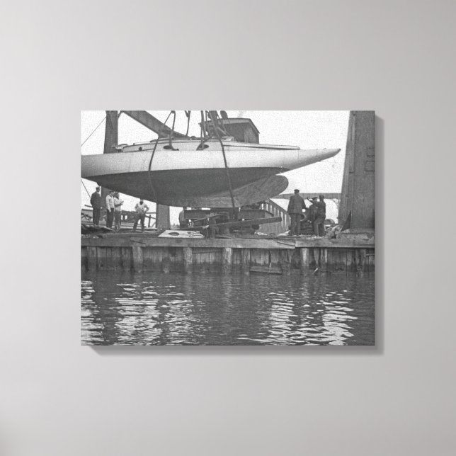 Sailboat Repair Circa 1910 Chicago River Boating b Canvas Print (Front)
