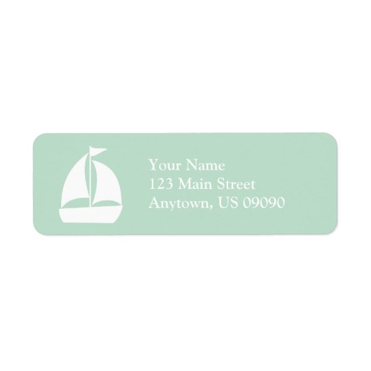 Sailboat Return Address Label (Sage Green / White)