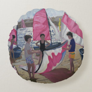 Sailboat Royan France 1992 Round Pillow