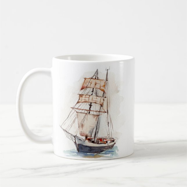 Sailboat. Sailboat Coffee Mug (Left)