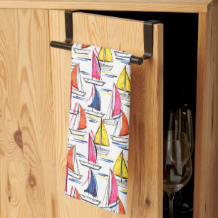 Sailboat Sailing Nautical Summer Pattern Kitchen Towel