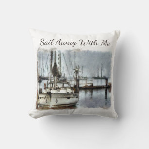 Sailboat Sailing Nautical Theme Throw Pillow