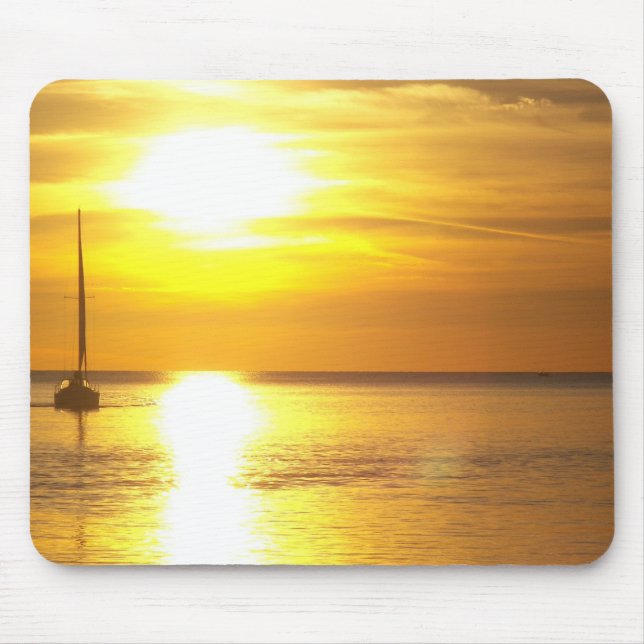 Sailboat Sailing On Gold Water Mouse Pad (Front)