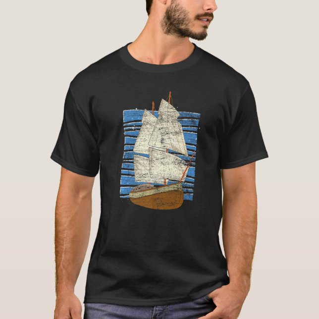 Sailboat Sailor Skipper Captain Sail Boat Ship Sai T-Shirt (Front)
