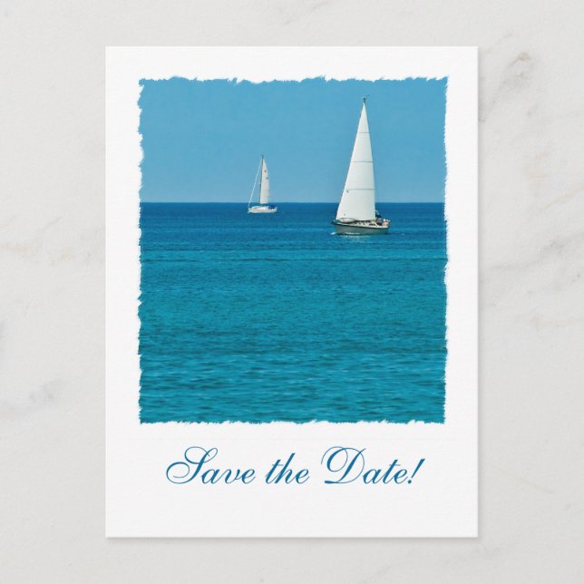 Sailboat Save the Date Announcement Postcard (Front)