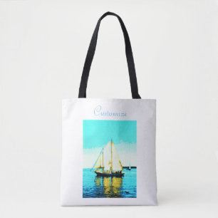 sailboat scene tote bag
