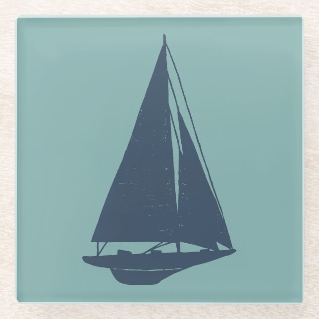 Sailboat Silhouette Glass Coaster (Front)