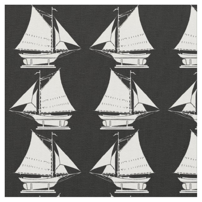 sailboat silhouette print fabric (Close Up)