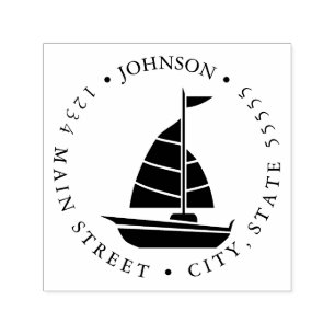 Sailboat Silhouette Return Label Self-inking Stamp