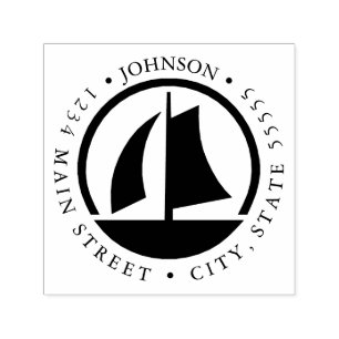 Sailboat Silhouette Return Label Self-inking Stamp