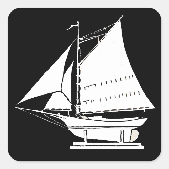 sailboat silhouette square sticker (Front)