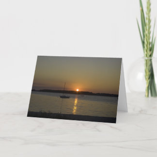 Sailboat Speed Boat Sunset Card