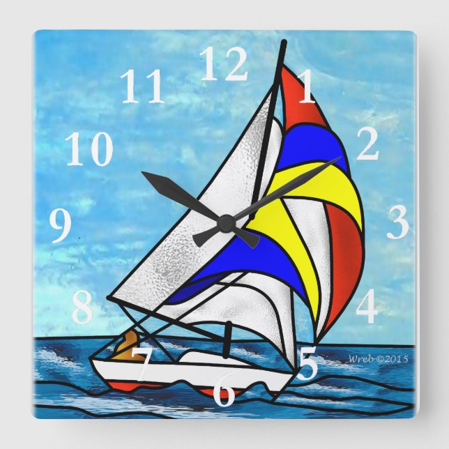 Sailboat Square Wall Clock (Front)