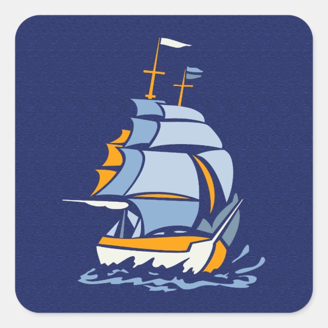 Sailboat stickers, customizable square sticker (Front)