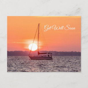 Sailboat Sunrise Get Well Soon Postcard
