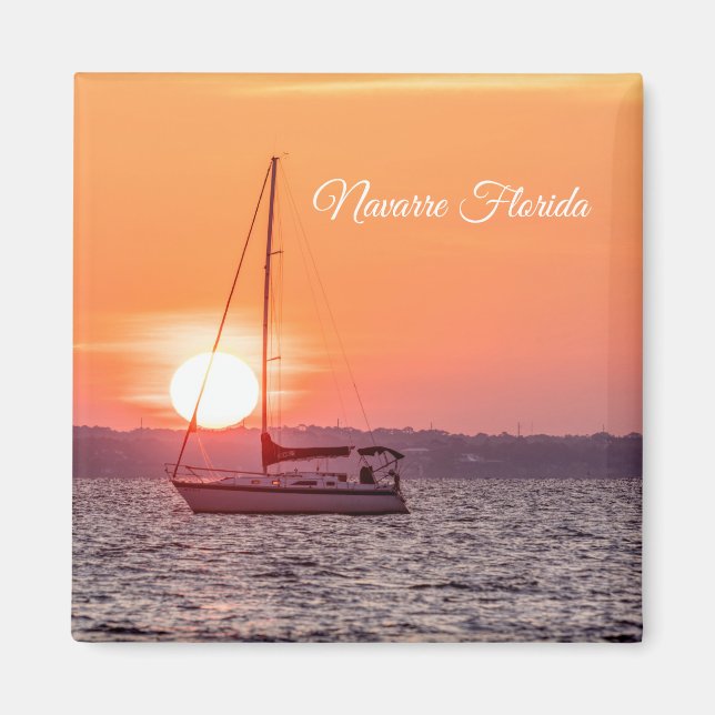 Sailboat Sunrise Square Magnet (Front)