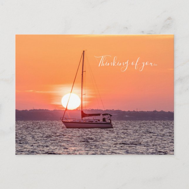 Sailboat Sunrise Thinking Of You Postcard (Front)