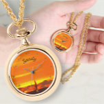 Sailboat Sunset 1300 Necklace Watch<br><div class="desc">Painting “Sailboat Sunset 1300” Collection
Personalize on the product page or click the "Customize" button for more design options. Designed and created from my painting “Sailboat Sunset 1300” capturing one of the many sunsets I have enjoyed living in Puerto Vallarta, Mexico. Matching products are available in this collection.</div>