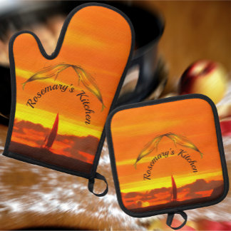 Sailboat Sunset 1300 Oven Mitt & Pot Holder Set