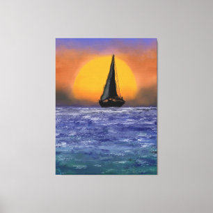 Sailboat Sunset Canvas Print - Painting