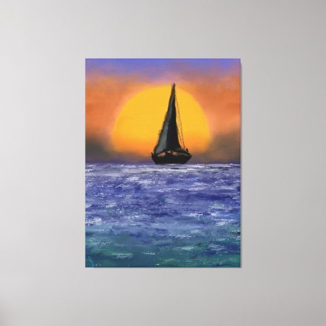 Sailboat Sunset Canvas Print - Painting (Front)