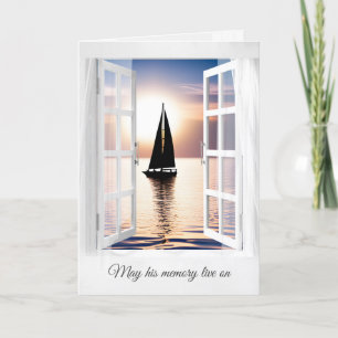 Sailboat Sunset In Window Sympathy Card