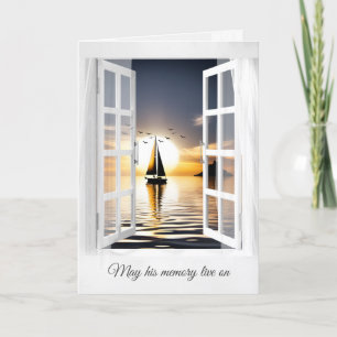 Sailboat Sunset In Window Sympathy Card