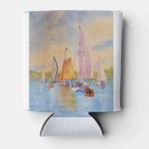 Sailboat Sunset Sailing Notebook Playing Cards Can Cooler