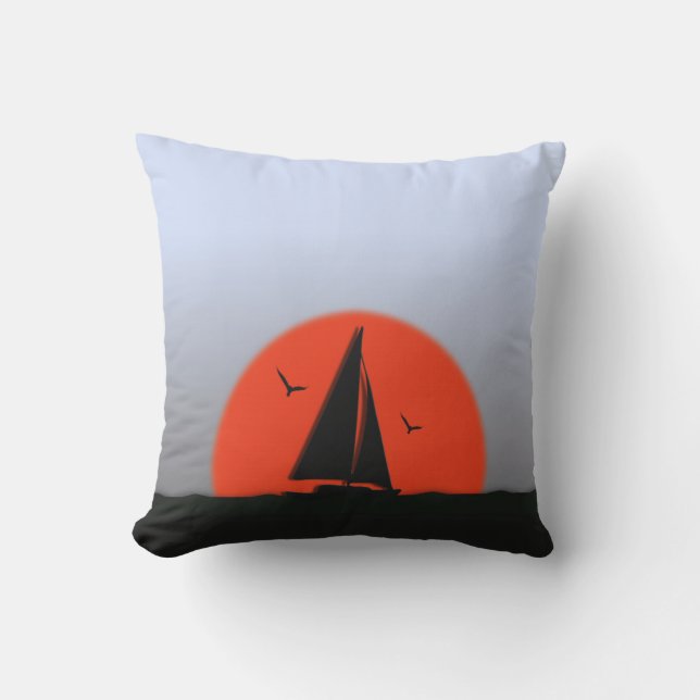 Sailboat Sunset Throw Pillow (Front)
