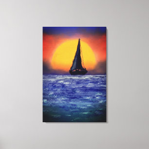 Sailboat Sunset - Watercolor Art Canvas Print