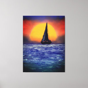Sailboat Sunset - Watercolor Art Canvas Print