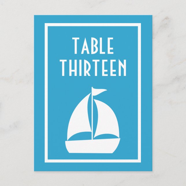 Sailboat Table Numbers (Blue / White) Postcard (Front)