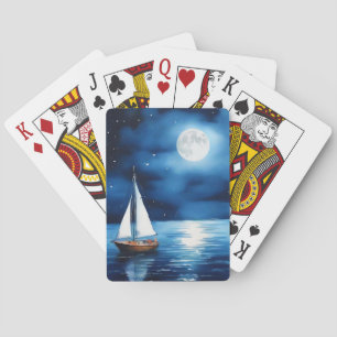 Sailboat Under a Full Moon Journal  Playing Cards
