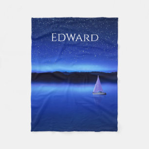 Sailboat under a Starry Night Sky Fleece Blanket