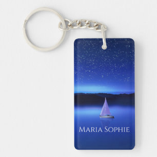 Sailboat under a Starry Night Sky Keychain